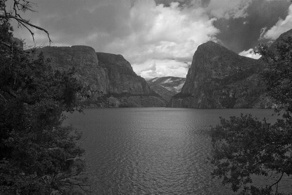 The Hetchy Hetchy Valley, with the Hetchy Hetchy Dome on the left and Kolana Rock on the right