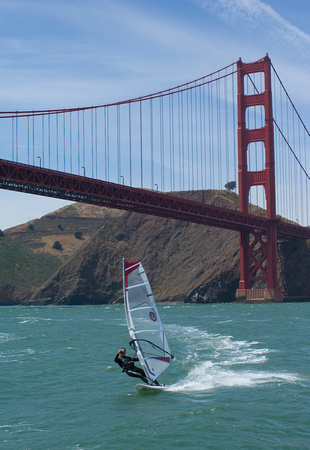 Sailboarder with camera, San Francisco bay
